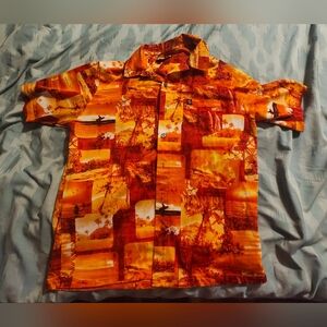 Vintage Hotsand Button Down Hawaiian‎ Shirt Men's Size Medium Short Sleeve